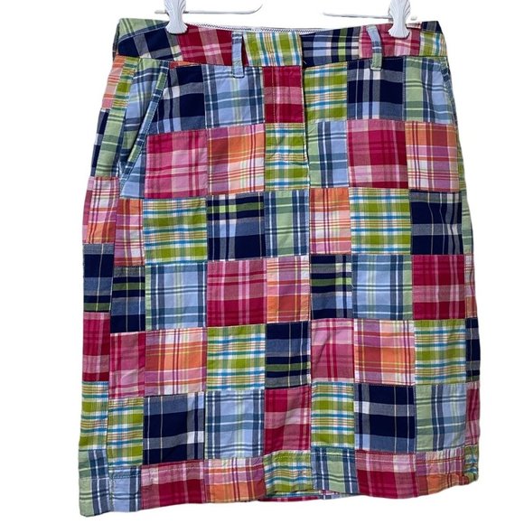 L.L. Bean Dresses & Skirts - LL Bean Madras Skirt Size 6 Plaid Patchwork 100% Cotton Womens Preppy